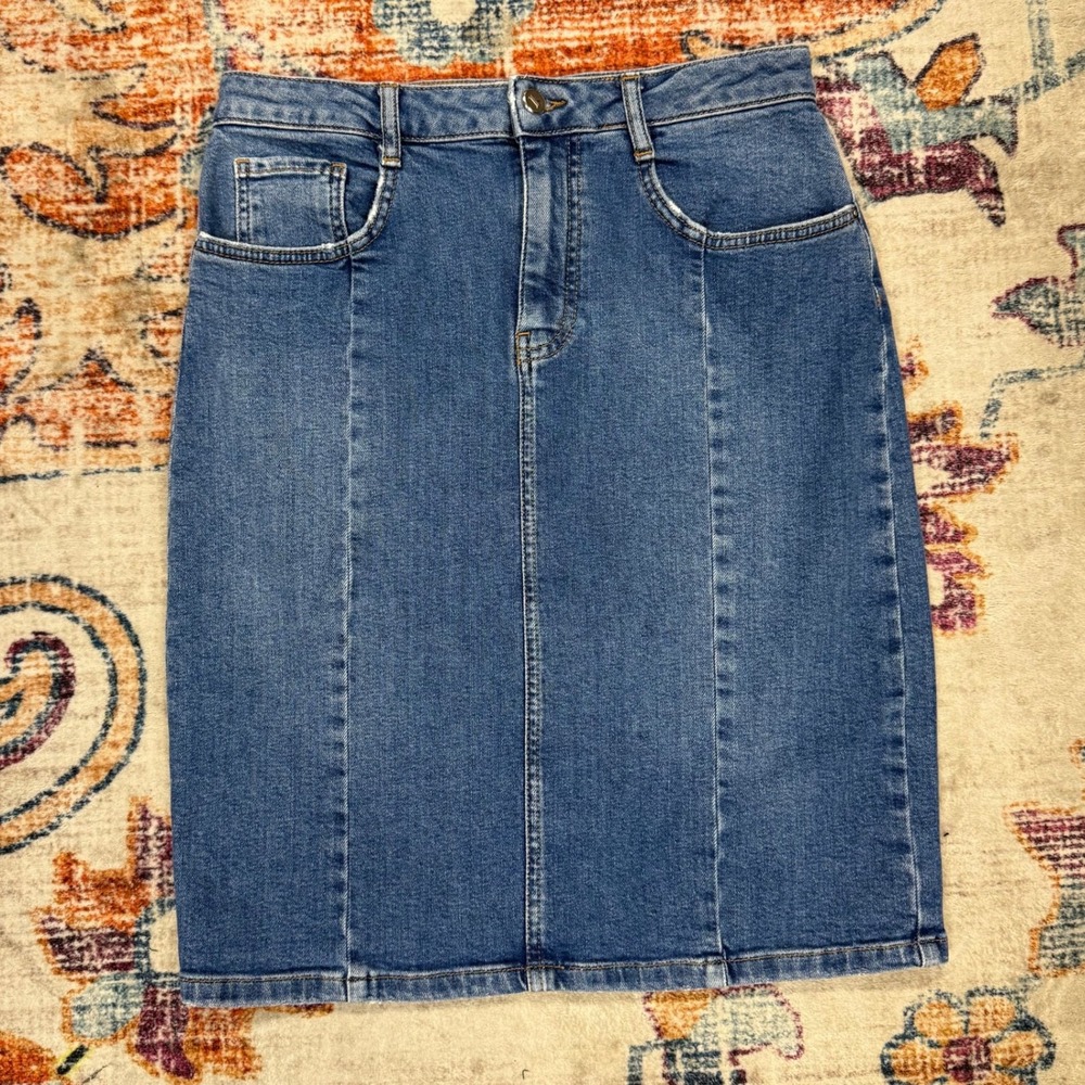 PILCRO THE LETTERPRESS by ANTHROPOLOGIE‎ Denim Pencil Skirt Blue Size 6